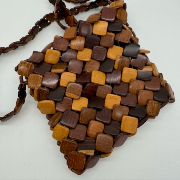 Vintage Wood Abstract Tile Shoulder Bag - Picture 7 of 8